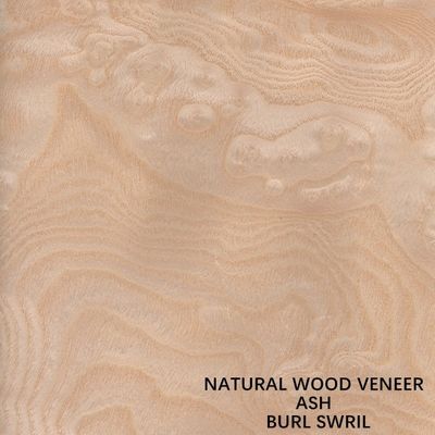 FSC Natural White Ash Burl Fornir Spiral Pattern Ziarno Klasa do dekoracji hotelu Grubość 0,5-0,55 mm